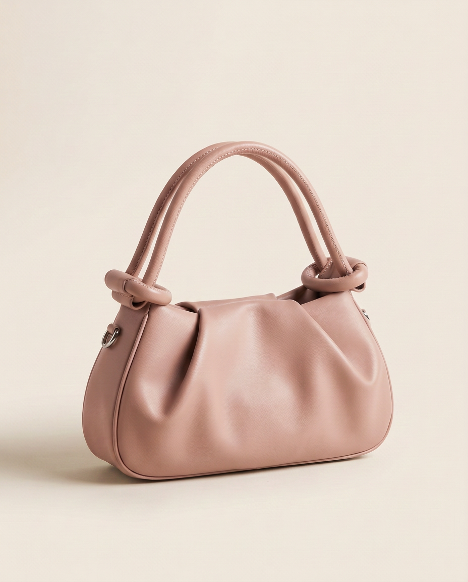 Mini bolso plisado Élan de CASVELO en color Rosa empolvado